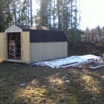 Worm bins and processing shed.